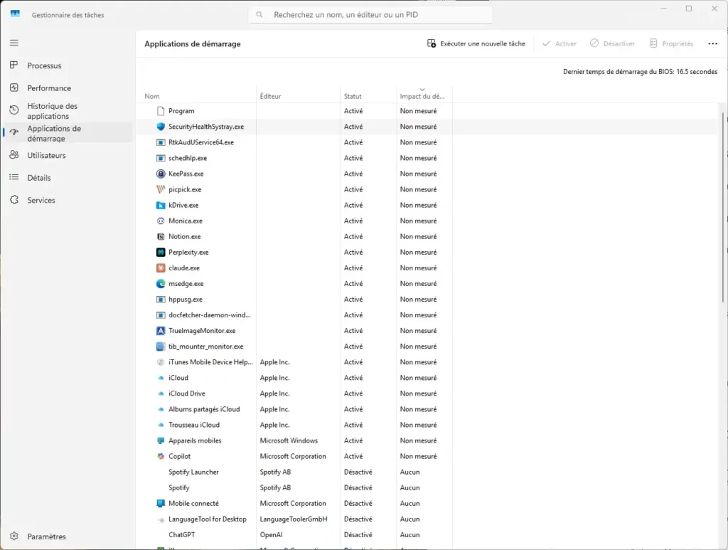 désactiver programmes inutiles démarrage Windows 11
