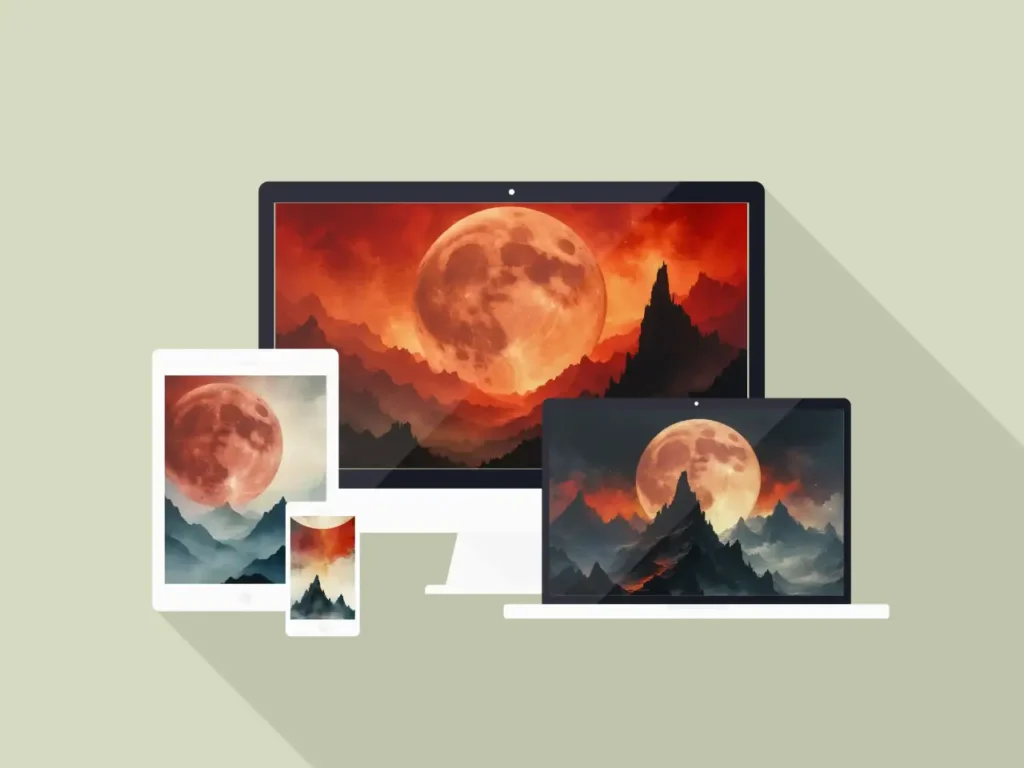 Lune Rouge et Montagnes Sauvages