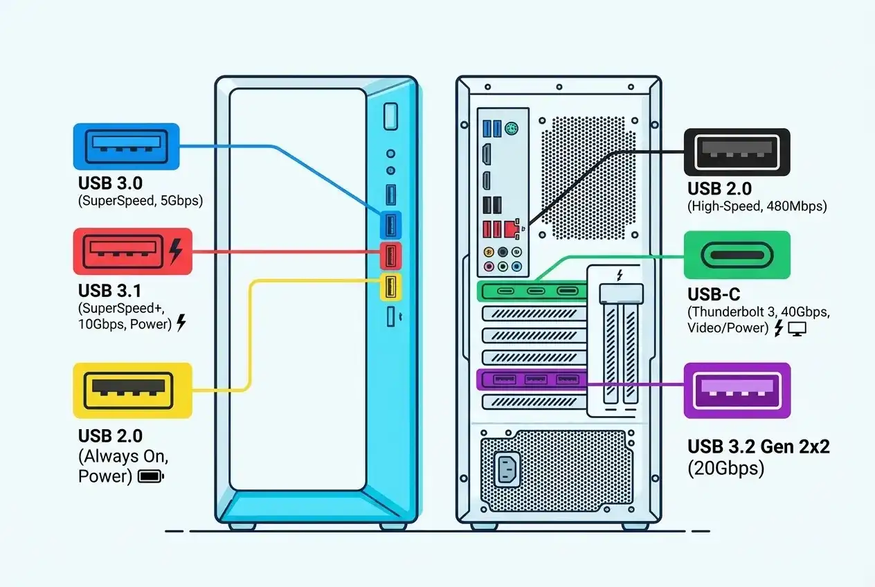 Couleurs des Ports USB