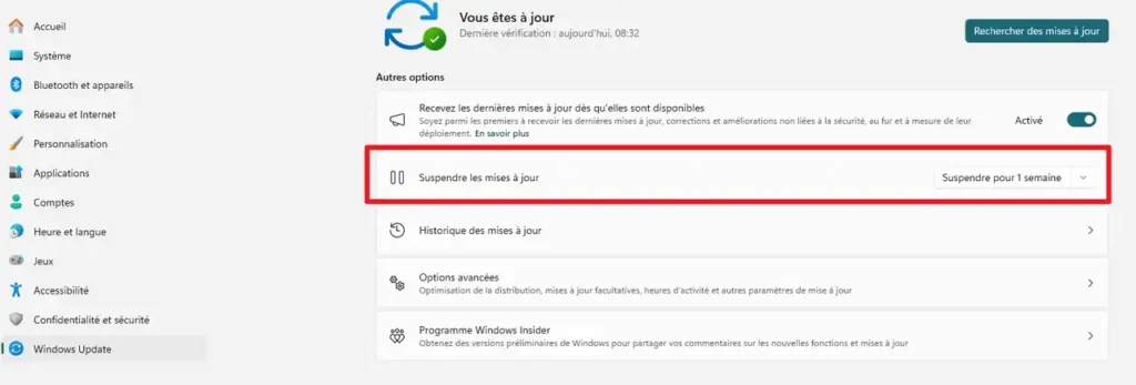 désactiver les mises à jour automatiques windows 11