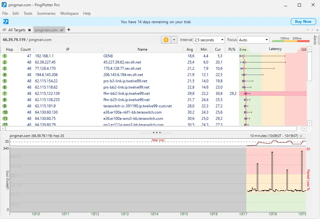 WinMTR : comment diagnostiquer ton ping en 5 minutes chrono pingplotter