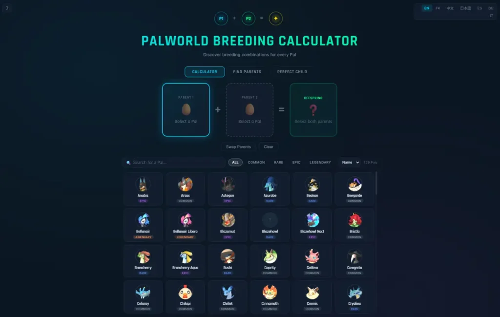 Calculateur de reproduction Palworld : trouvez toutes les combinaisons de Pals Calculateur de reproduction Palworld