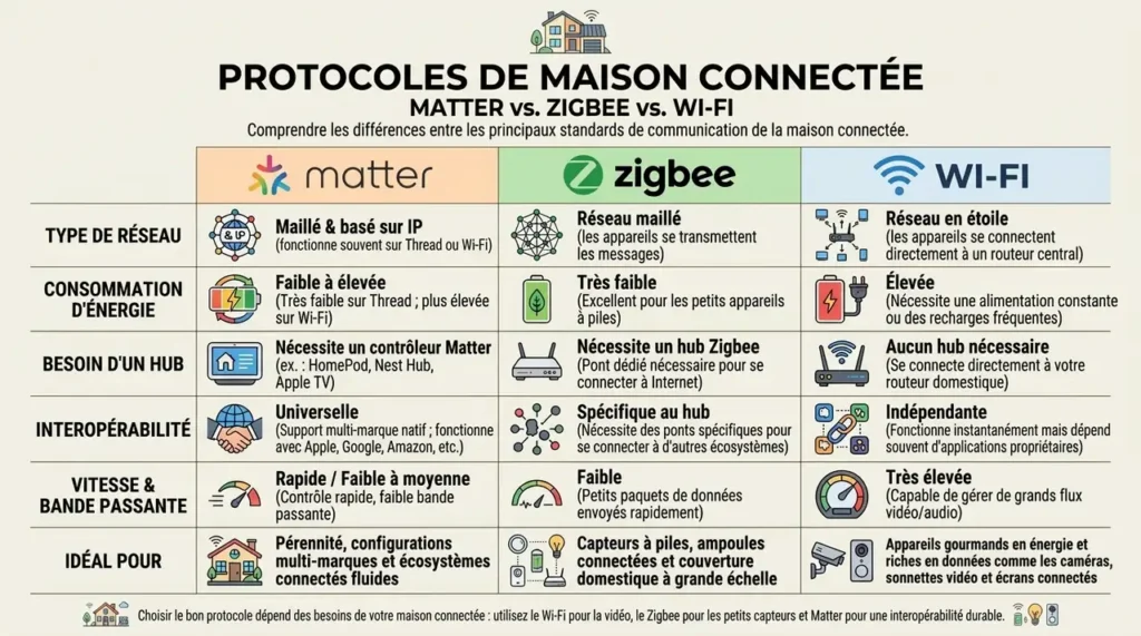 Matter, Zigbee, Wi-Fi : quel écosystème choisir pour débuter Matter, Zigbee ou Wi-Fi